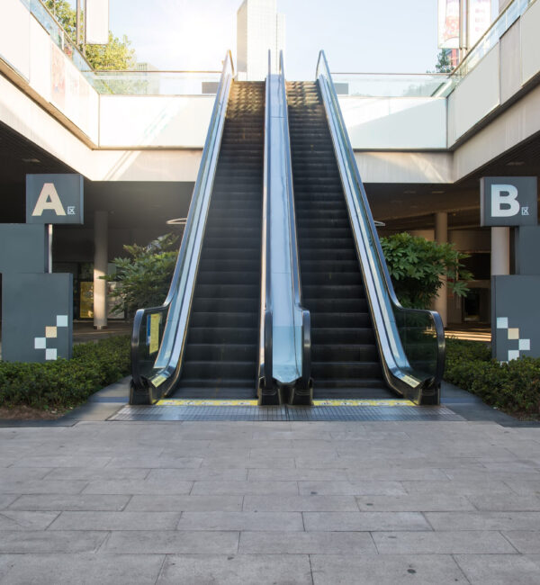modern escalator in shopping center